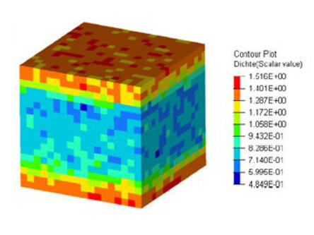 Visualisierung von Blasendurchmesser, Faservolumenanteil und Dichte einer PA6GF30 Probe